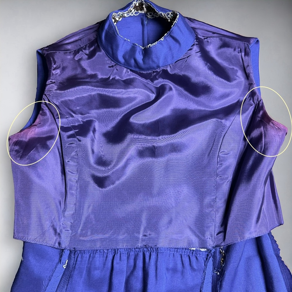Vintage Lillie Rubin Union Made 70s Fit Flare Blue Dress Sz S - Picture 13 of 13